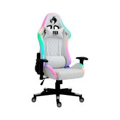 Cadeira Gamer Fox Racer RGB Branca com Iluminação (Led) - Logo Preta