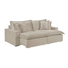 Sofá 2 Lugares Retrátil Com Encosto Fixo Linho M-145 Martins Creme