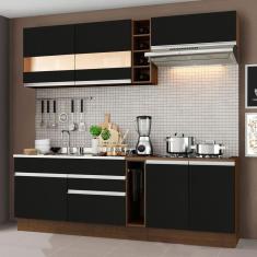 Cozinha Completa Madesa Parma Armário e Balcão Rustic Preto