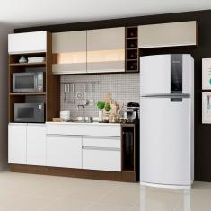 Cozinha Completa Safira Branco/Crema Armário Balcão Madesa