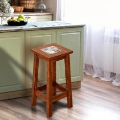 Banqueta Alta Madeira Maciça Imbuia Quality