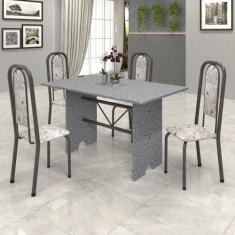 Conjunto de Mesa 120x75cm Tampo Granito com 4 Cadeiras Lavínea - Soma 