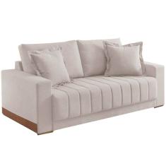 Sofá Vicam Buzios com Almofadas Soltas 3 Lugares Tecido Linho 200cm Vicam Cor Bege