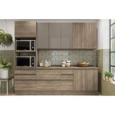 Cozinha Modulada Completa Maxxi 7 Peças (2Aéreos+2Balcões+1Paneleiro+2Complementos) C7P37 Nogal - Kappesberg