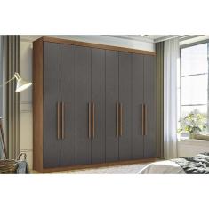 Guarda Roupa 8 Portas e 4 Gavetas Master New 8.4 Jatobá/Grafite - Santos Andirá