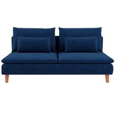 Sofá 3 Lugares Merkel Linho Azul Marinho