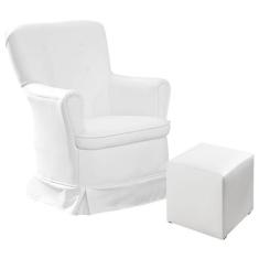 Poltrona de Amamentação Aconchego com Balanço e Puff Branco - Canaã - 
