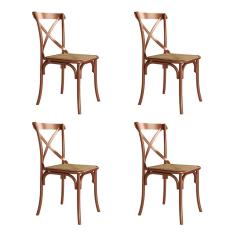 Kit 4 Cadeiras Katrina Cobre Assento Corano Aço - Branco