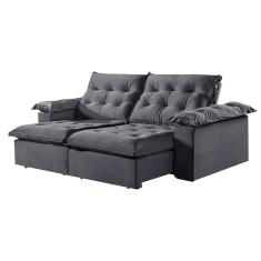 Sofá 3 Lugares Retrátil E Reclinável Martins M-147 Veludo Grafite