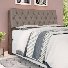 Cabeceira Box Queen Isis Chocolate Com Capitonê Bege Escuro