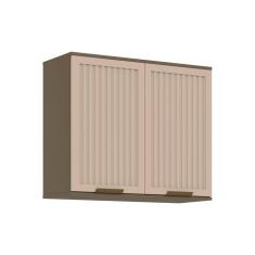 Armário de Cozinha Modulado Aéreo p/ Connect c/2 Portas Ripadas 80cm Duna/Cristal - Henn