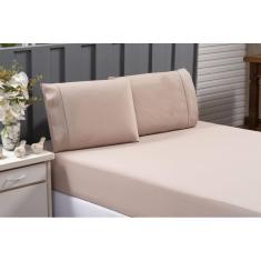 Lençol De Elástico E Fronha Cama Queen 100% Algodão Cáqui