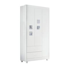Guarda Roupa de Bebê 3 Portas 2 Gavetas Life Tigus Baby Branco