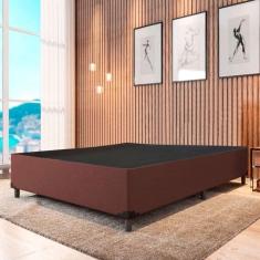 Cama Base Box Casal Sintético Marron 27X138X188