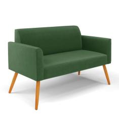 Sofá Namoradeira Pés Palito Castanho Marisa Suede Verde - DRossi