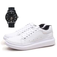 Tenis Casual Masculino Sola Alta Ajuste Em Cadarço + Relógio - Macquee