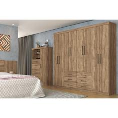 Guarda Roupa Casal Liverpool Atacama 8 Portas de Bater 6 Gavetas MDF-MDP Blush Santos Andirá