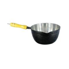Caçarola Alumínio Craqueada Japi Cabo Madeira Sem Tampa 22cm, Preto