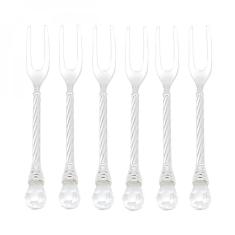 Conjunto 6 Garfos para Petisco de Zamac Silver Plated Cristal Lyor Prata