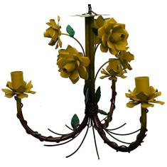 Lustre de Ferro com Flores Artesanal Fabricação Própria para Sala