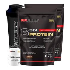 Kit 2x 6 Six Protein 2kg + Power Creatina 100g + Coqueteleira – Bodybuilders Sabor Chocolate