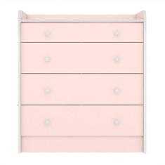 Cômoda Com Trocador Doce Sonho Rosa Acetinado - Qmovi