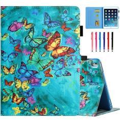 MonsDirect Capa para iPad 9ª geração 2021 10,2 polegadas, iPad 8ª/7ª geração 2020 2019, capa com suporte de couro PU com função de despertar/hibernar e porta-caneta e compartimentos para cartão para