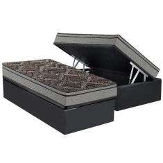 Cama Box Baú Solteiro: Colchão Espuma Paropas D28 / EP Confort Firme+ Base CRC Suede Cinza(88x188)