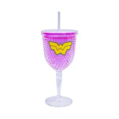 Copo Taça Com Canudo Gel Congelante Mulher Maravilha 300ml