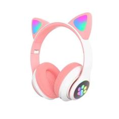 Headphone com bluetooth gatinho com led lindo orelhas gato - EXBOM