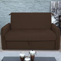 Sofá Cama Com Baú 2 Lugares Ethan Suede Marrom