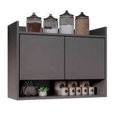 Armário Aéreo Cozinha Multiuso Cecília 70cm 02 Portas Grafite - Desk Design