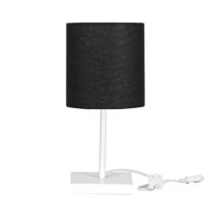 Abajur Eros Cilindrico Preto Base Toda Branca Quadrada - MARRYLUZ