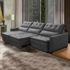 Sofá Retrátil 6 Lugares 290 Cm Legacy Reclinável Mola Bonnel Braço Fin