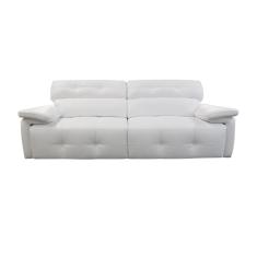 Sofá Retrátil e Reclinável de Couro Queen 2,20 m Branco Pigmentado - Mempra Design