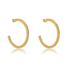 Brinco Argola Grande Clássica Folheado Em Ouro 18K - Floratta Joias
