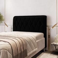 Cabeceira Estofada Sirius 195 Para Cama King Sued Preto Aradecor