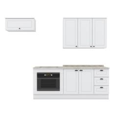 Cozinha Completa Americana 4 Peças Com Balcão Forno De Embutir Branco E Tampo Cooktop - Móveis Henn Branco
