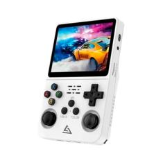 Console de jogos portátil retrô, console de videogame R36S de código aberto, sistema Linux, tela IPS de 3,5 polegadas, reprodutor de vídeo de bolso portátil 64G Branco