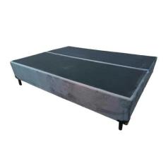 Base Box Casal Bipartido Suede Cinza