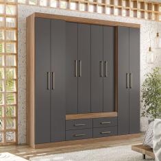 Guarda Roupa 8 Portas 4 Gavetas Nápoles Santos Andirá Jatoba/grafitte