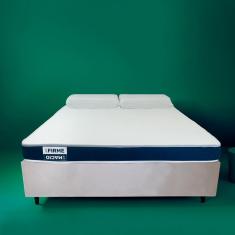 Cama Box com Colchão Queen Guldi Duplo D28 e 2 Travesseiros Guldi Soft Nasa Branco e Bege