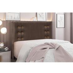 Cabeceira Cama Box Solteiro 90 cm Gênova Veludo S04 - D'Rossi, Marrom