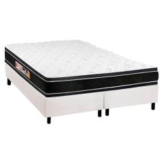 Cama Box King: Colchão Espuma Castor D33 Black e White + Base CRC Cour