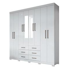 Guarda Roupa Casal Com Espelho 8 Portas 6 Gavetas Liverpool New Branco - Santos Andirá