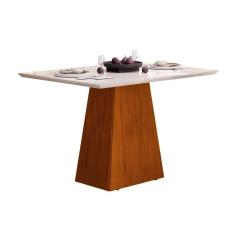 Mesa De Sala Jantar Dulce C- Tampo Madeirado Vidro Reto 120x90cm Cedro-off White - Dj Móveis