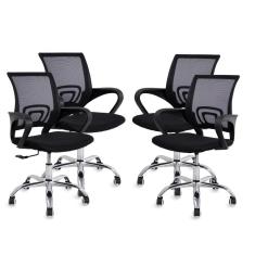 Kit 4 cadeiras de escritório preta Diretor Jadel Healer