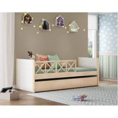 Bicama Solteiro Infantil Garden com Grades Casatema Marroml/Branco