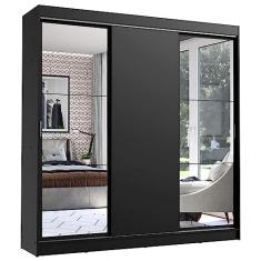 Guarda-Roupa Casal Madesa Istambul 3 Portas de Correr com Espelhos 3 Gavetas - Preto