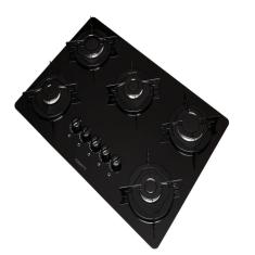 Cooktop 5 Bocas Flange Esmaltado Vidro Fogatti Preto/esmaltado